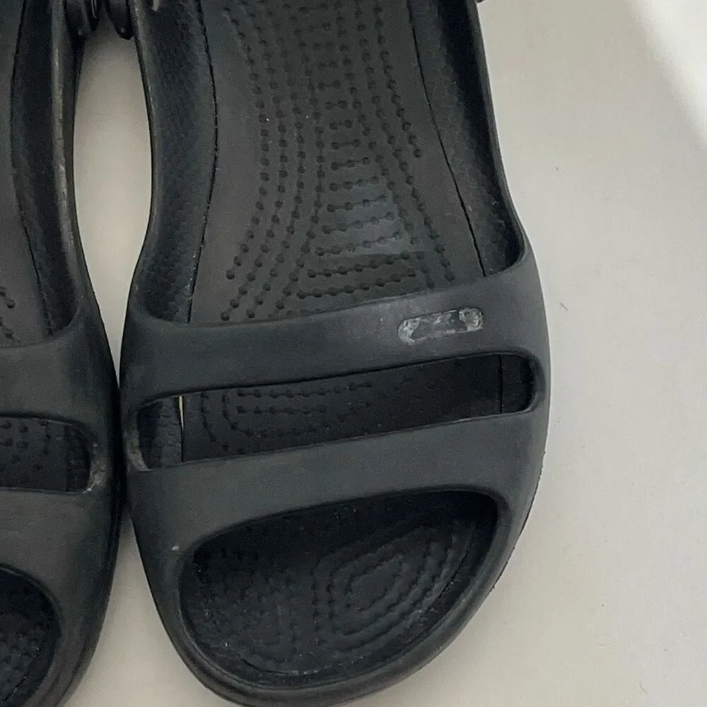 Crocs Cleo II Double Strap Adjustable Sandals Black‎ Womens Size 4 Slides